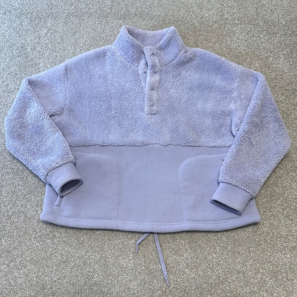 All in Motion Womens Fleece Pullover Sweatshirt Lavender 3/4 snap No size‎ tag